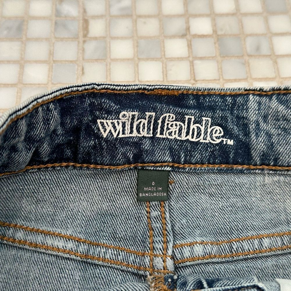 Wild Fable Crooked Detailing Denim Jean Skirt with Frayed Hem - Picture 5 of 9